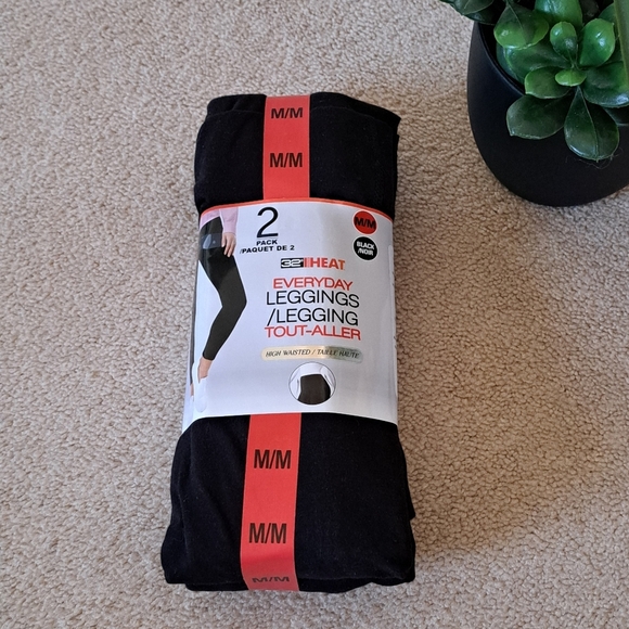 32° Degrees Heat Leggings 2 Pack Womens Size Medium Black Stretch Pants New! - Picture 11 of 11